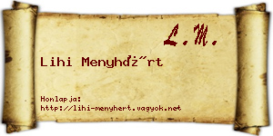 Lihi Menyhért névjegykártya